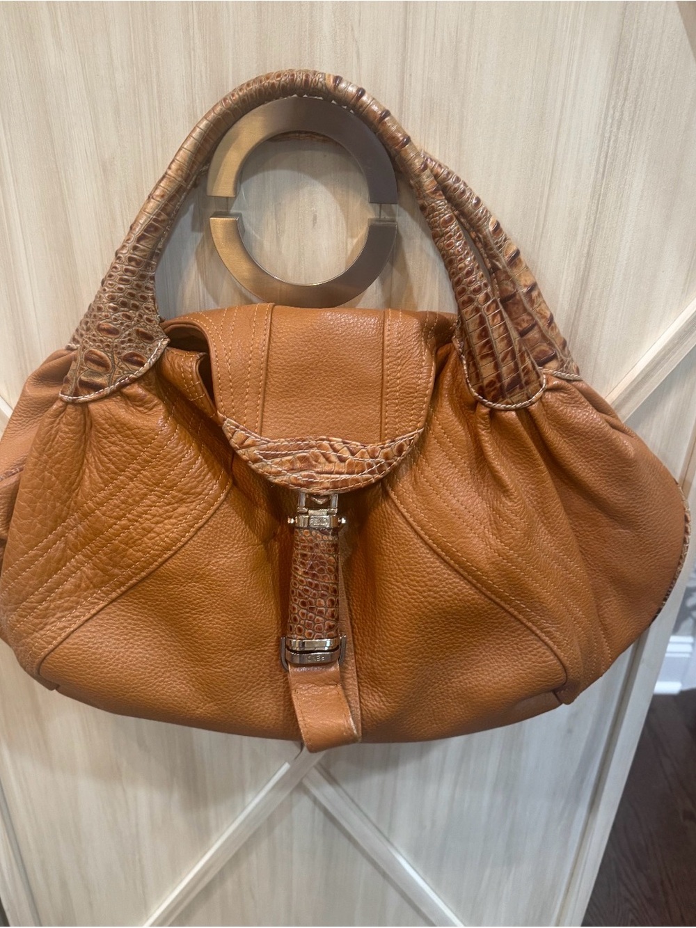 Fendi Vintage Spy Bag in Tan Leather with Shoulder Bag
